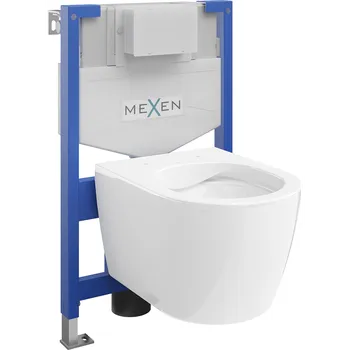Klozet Mexen sada podomítkový WC rám Fenix XS-F s WC mísou Carmen, bílý lesk - 6803388XX00 Podomítkové WC sady