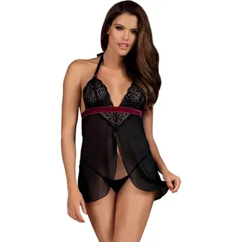 Dámská noční košile Jedinečná košilka Rossita babydoll - Obsessive L/XL Černá