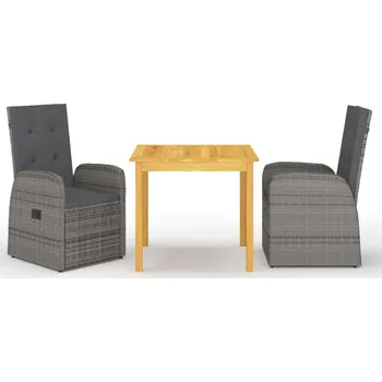 Zahradní lavice zahrada-XL 3dílný zahradní jídelní set šedý 3067716