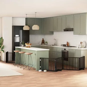 přepravka pro zvíře zahrada-XL Zábrana pro psy s dvířky skládací 8 panelů černá 640 cm topol 3155570