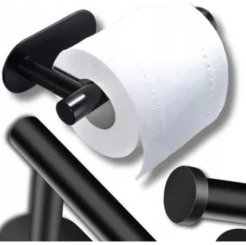 Černý Věšák do Koupelny SAMOLEPICÍ Držák na Toaletní Papír WC Loft