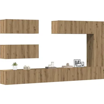 Obývací stěna vidaXL Sada 7 kusů nástěnné TV skříňka dub artisan kompozitní dřevo [3329140]