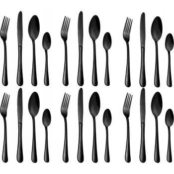 Příbor SADA PŘÍBORŮ, 24DÍLNÁ SADA PŘÍBORŮ Z NEREZOVÉ OCELI, SADA NÁDOBÍ, ČERNÁ