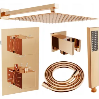 Mexen Cube DR02 podomítková sprchová sada s dešťovou hlavicí 25 cm, růžové zlato - 77502DR0225-60 Podomítkové sprchové systémy