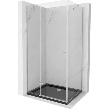 Mexen Roma sprchový kout s otevíracími dveřmi 100 x 80 cm, transparentní, chrom + vanička Flat, černá - 854-100-080-01-00-4070 Sprchové kouty s vaničkou