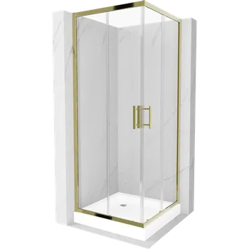 Mexen Rio čtvercová sprchová kabina 80 x 80 cm, transparentní, zlatá + vanička Rio, bílá - 860-080-080-50-00-4510 Sprchové kouty s vaničkou