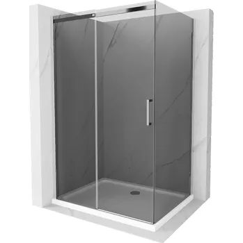 Mexen Omega sprchový kout posuvný 110 x 90 cm, grafit, chrom + sprchová vanička Flat, bílá - 825-110-090-01-40-4010 Sprchové kouty s vaničkou