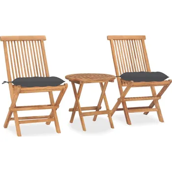 Zahradní sestava zahrada-XL 3dílný skládací zahradní jídelní set s poduškou masivní teak 3063186