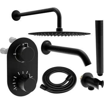 Sprchový set Mexen Kai DR70 vanový-sprchový set podomítkový s dešťovou hlavicí 30 cm, černý - 77602DR70301-70 Podomítkové vanové systémy