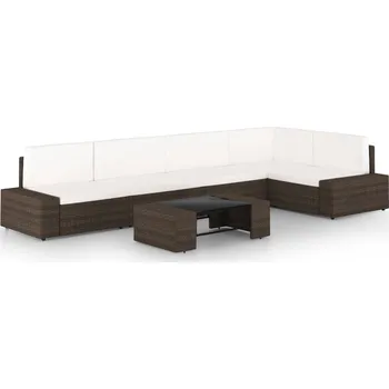 Zahradní sestava zahrada-XL 6dílná zahradní sedací souprava s poduškami polyratan hnědá 3067154