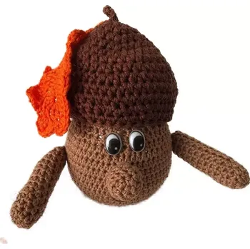 Dubový skřítek - ručně háčkovaná dózička s podzimní duší