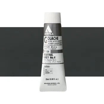 Vodová barva Akryl kvašová barva Holbein - Neutral Grey No.4 Balení: 20 ml