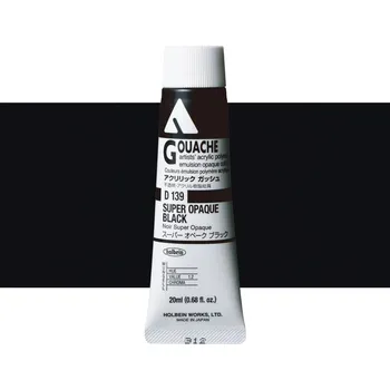 Vodová barva Akryl kvašová barva Holbein - Super Opaque Black Balení: 20 ml