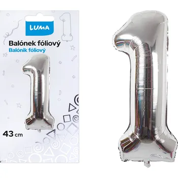 Balónek fóliový Luma č.1, 43cm stříbrný