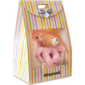 Hračka pro nejmenší SVITAP Dárkový set pro nejmenší PUNTÍK (spací pytel + chrastítko medvídek) - růžový