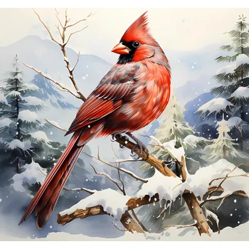 Látkový panel - Red Kardinál - ZIM-179 Velikost: 15x15cm, Materiál: Bavlna