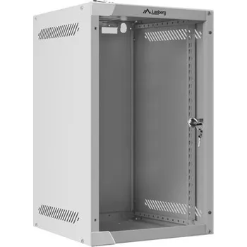 Racková skříň Lanberg | RACKOVÁ SKŘÍŇ 10" NÁSTĚNNÁ 9U/280X310 (FLAT PACK) S PROSKLENÝMI DVEŘMI ŠEDÁ