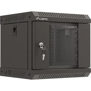 Racková skříň Lanberg | RACKOVÁ SKŘÍŇ 10" NÁSTĚNNÁ 4U/300X300 (FLAT PACK) S PROSKLENÝMI DVEŘMI ČERNÁ