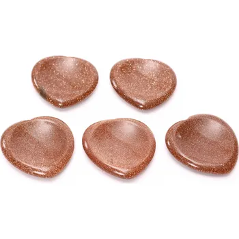 Drahý kámen Magieprirody.cz Masážní kámen Avanturin zlatý hmatka srdce 40x40 mm #ZM36