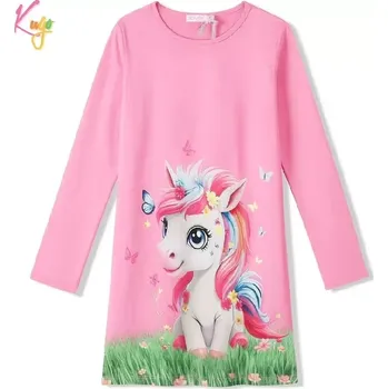 Dívčí noční košile Dívčí noční košile dlouhý rukáv Kugo SS3627 meruňková (Noční košile pro dívky s jednorožcem)