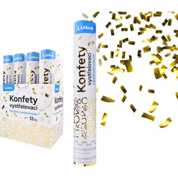 Konfeta Konfety vystřelovací Luma 30cm fóliové zlaté