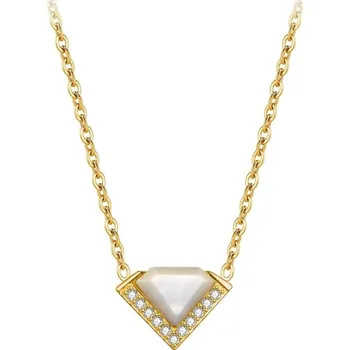 Náhrdelník JAY Ocelový náhrdelník Josiane - perleť a zirkony JAY-0190-ZS61212 Zlatá 39 cm + 7 cm (prodloužení)