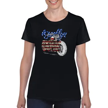 Dámské tričko levne-damske-bavlnene-tricko-potisk-americka-motorka Velikost dámská trička Basic: XXL šířka 59, délka 69, Odstín dámské tričko Basic: Černé