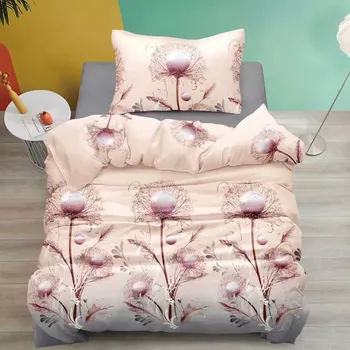 Povlečení NOVINKA 2025! Exkluzivní oboustranné Bavlněné povlečení s 3D efektem 140x200/70x90 cm - PAMPELIŠKY BÉŽOVÉ