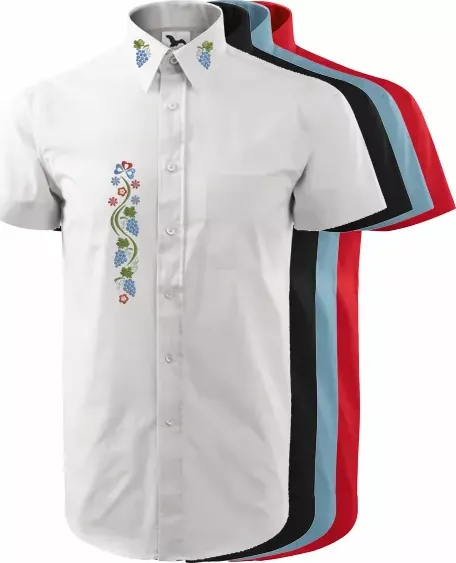 Vyšívaná košile pánská s MORAVSKÝM VZOREM 29-08 (krátký rukáv) Černá