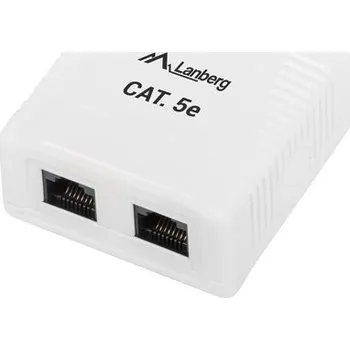 Datový kabel Lanberg | KRABICE PRO POVRCHOVOU MONTÁŽ CAT.5E UTP NESTÍNĚNÁ 2X RJ45 BÍLÁ
