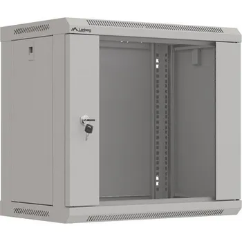 Racková skříň Lanberg | 19" RACKOVÁ SKŘÍŇ PRO MONTÁŽ NA STĚNU 9U/540X350 (FLAT PACK) S PROSKLENÝMI DVEŘMI ŠEDÁ