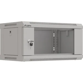 Racková skříň Lanberg | RACKOVÁ SKŘÍŇ 19" NÁSTĚNNÁ 4U/540X350 (FLAT PACK) S PROSKLENÝMI DVEŘMI ŠEDÁ
