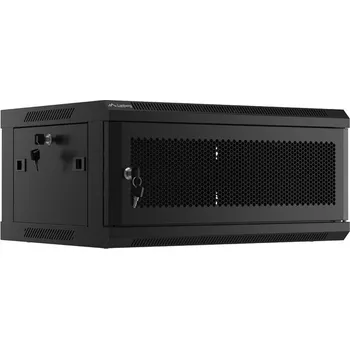 Racková skříň Lanberg | RACKOVÁ SKŘÍŇ 19" NÁSTĚNNÁ 4U/600X450 S PERFOROVANÝMI DVEŘMI ČERNÁ (PLOCHÉ BALENÍ)