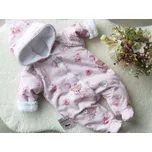 AMÁLKA Zateplená růžová kombinéza, medvědí holčička Velikost: 74-80