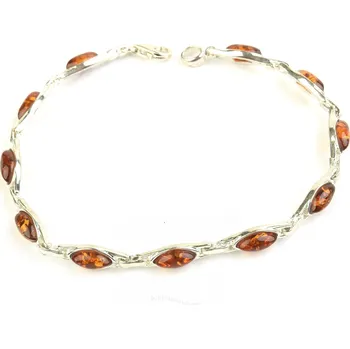 Náramek Jantar stříbrný náramek 19cm Ag 925/1000 7,1g