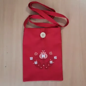 Kabelka Textilní kabelka s výšivkou moravský vzor 22-07 červená