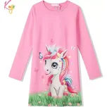 Dívčí noční košile dlouhý rukáv Kugo SS3627 meruňková (Noční košile pro dívky s jednorožcem)