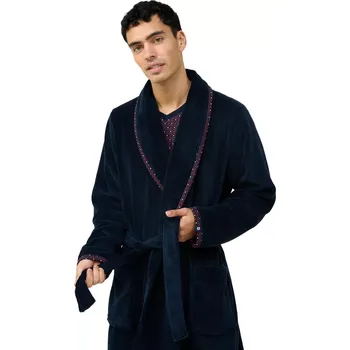 Pánský župan Pánský stylový fleecový župan s geometrickým lemem Vamp 23617 blue velikost L