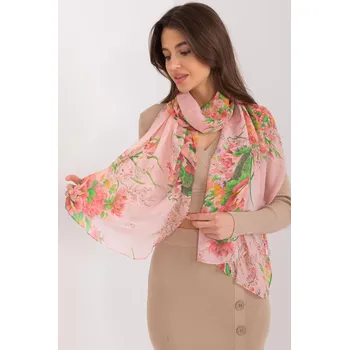 Šála Dámský šátek s květinovým potiskem model 64530 pudrově růžový