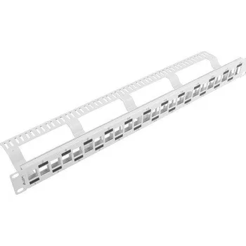 Serverovna Lanberg | PATCH PANEL 24 PORTŮ 1U STAGGERED S ORGANIZÉREM PRO MODULY KEYSTONE ŠEDÝ