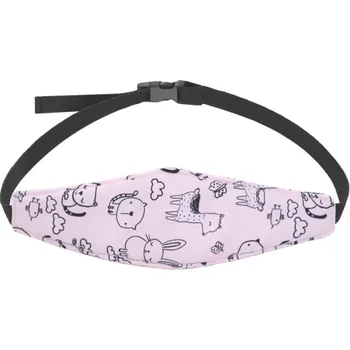 Upevňovací pás na čelo dítěte do autosedačky 28 x 8 cm Růžový popruh se zvířecími motivy Bezpečnostní pás 105 cm Nastavitelný