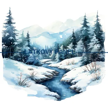 Látkový panel - Zimní krajinka - ZIM-200 Velikost: 25x25cm, Materiál: Úplet