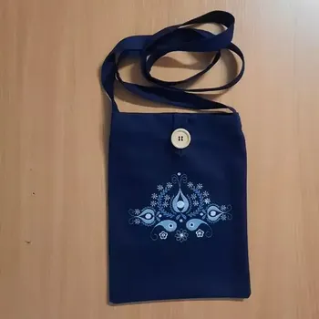 Textilní kabelka s výšivkou moravský vzor 22-07 Bílá