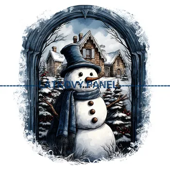 Látkový panel - Sněhulák - ZIM-189 Velikost: 25x25cm, Materiál: Teplákovina nepočesaná