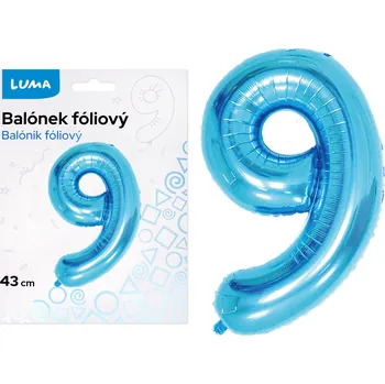 Balónek fóliový Luma č.9, 43cm, modrý
