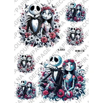Umělecký papír Rýžový a soft papír na decoupage - Tim Burton - KB3363 Materiál: Soft, Rozměr: A4