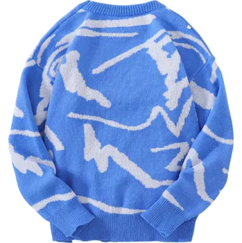 Pánský svetr Pánský svetr s dlouhým rukávem a výstřihem do O Jednoduchý vzor Elegantní pletený svetr Podzimní a zimní móda Polyester Různé barvy modrá XL