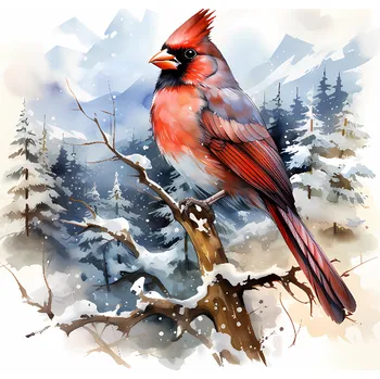 Látkový panel - Red Kardinál - ZIM-177 Velikost: 20x20cm, Materiál: Kočárkovina