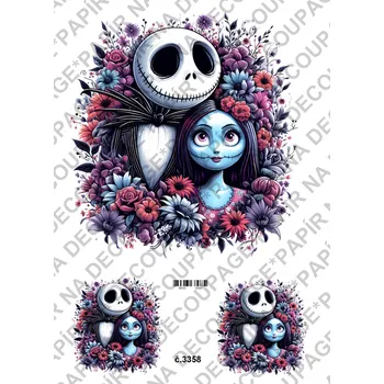 Umělecký papír Rýžový a soft papír na decoupage - Tim Burton - KB3358 Materiál: Rýžový papír, Rozměr: A4