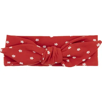 Čelenka Dětská čelenka s mašlí červená s bílými květnami 0-2r